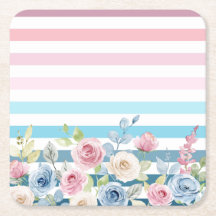 Rosa och blå rand och blomma