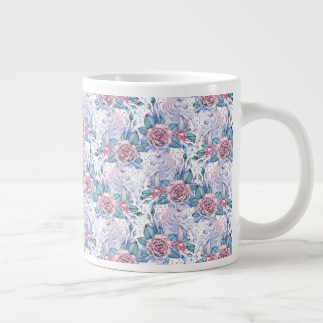 Rosa och Blå Ro Mönster Jumbo Mugg (Höger)
