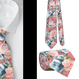 Rosa och blå rosor blommor blomster halsduk slips