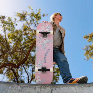 Rosa och blå sakura japanskt körsbärsblom mini skateboard bräda 18,5 cm