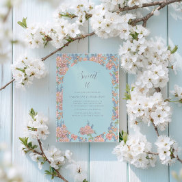 Rosa och blå shabby chic-blommigtar 16 Födelsedag Inbjudningar