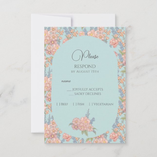 Rosa och blå shabby chic OSA kort (Framsida)