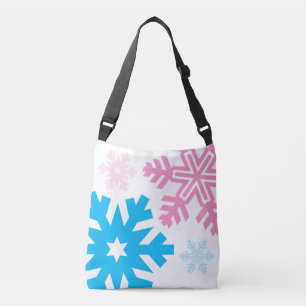 Rosa och blå Snöflingor-elegant Axelväska