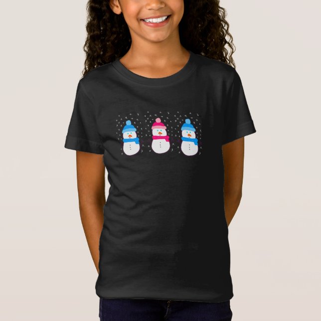 Rosa och blå snömän t shirt (Framsida)