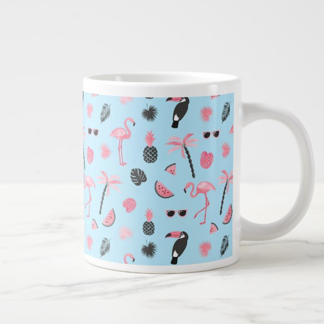 Rosa och Blå sommaren Tropical Mönster Jumbo Mugg (Höger)