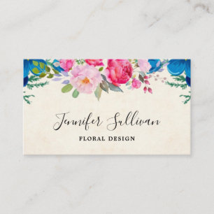 Rosa och blå Söt Flower Gräns Professionell Visitkort