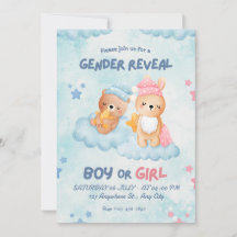 Rosa och Blå söta Björnar Köns Avslöjande Inbjudan