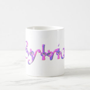 Rosa och blå Sylvia Namn Kaffemugg