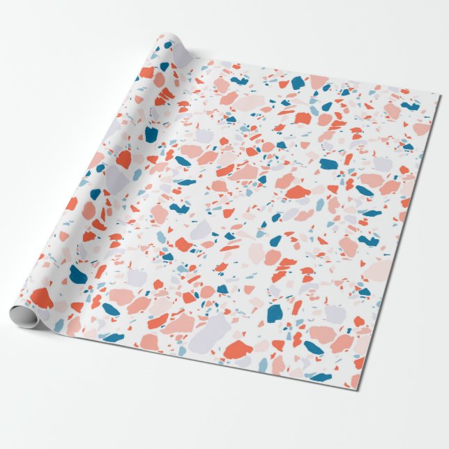 Rosa och blå terrazzo-hand som är papper presentpapper (Utrullad)