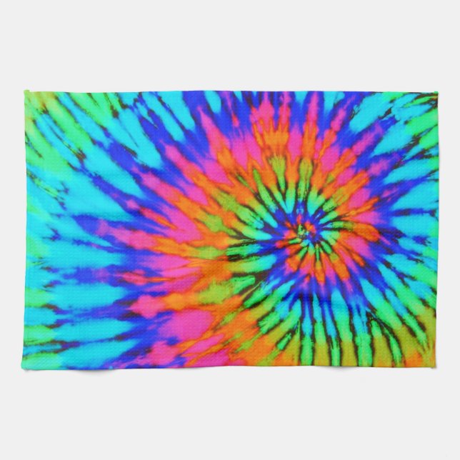 Rosa och Blå Tie Dye Kökshandduk (Horisontell)