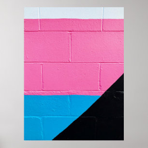 Rosa och blå vägg poster