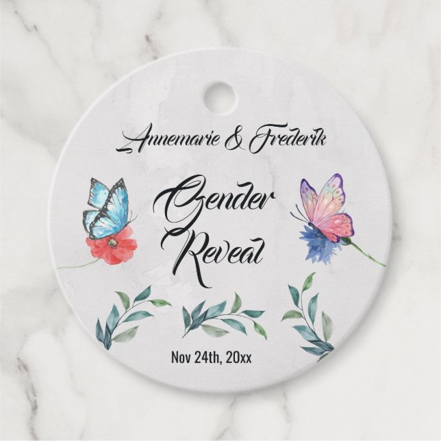 Rosa och blå vattenfärg gåvor etiketter (Framsida)