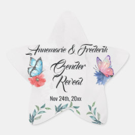 Rosa och blå vattenfärg stjärnformat klistermärke