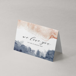 Rosa och blå vattenfärg Tvättar Mors dag Kort