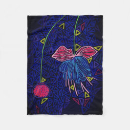 Rosa och blåa blommor fleecefilt