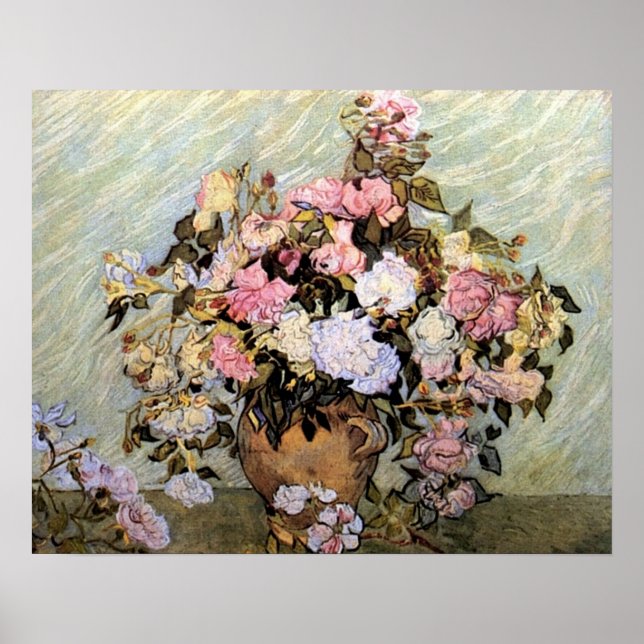 Rosa och Blåa blommor från Van Gogh Poster (Framsidan)