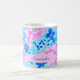 Rosa och Blåa blommor Kaffemugg