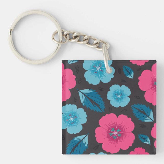 Rosa och Blåa blommor på Mörkens bakgrund (Framsidan)