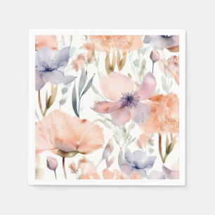 Rosa och Blåa blommor vattenfärg Pappersservett