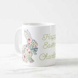 Rosa och blåa vildblommor påskharar kaffemugg