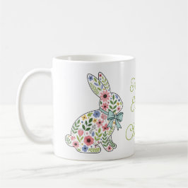Rosa och blåa vildblommor påskharar kaffemugg