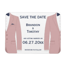 Rosa och bläckfiskmagneter i Bröllop spara datum