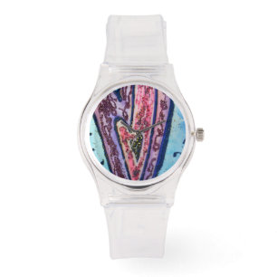Rosa och blåfantiga Hearts Anpassad design-vatten Armbandsur