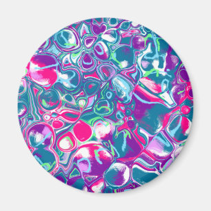 Rosa och blåfärgad Abstrakt - fluidkonst Magnet