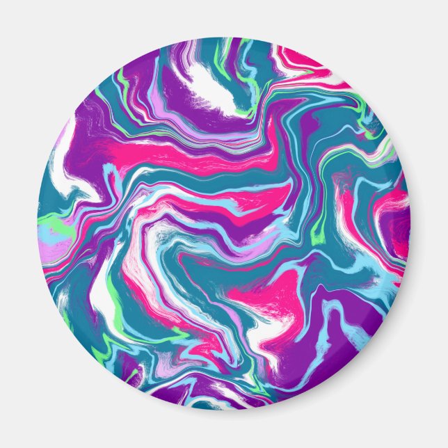 Rosa och blåfärgad Abstrakt - fluidkonst Magnet (Framsidan)