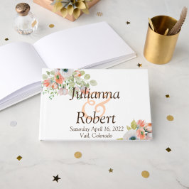 Rosa och blåfärgad blommigt bröllop gäbo gästböcker