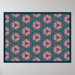 Rosa och blåfärgade blommor poster