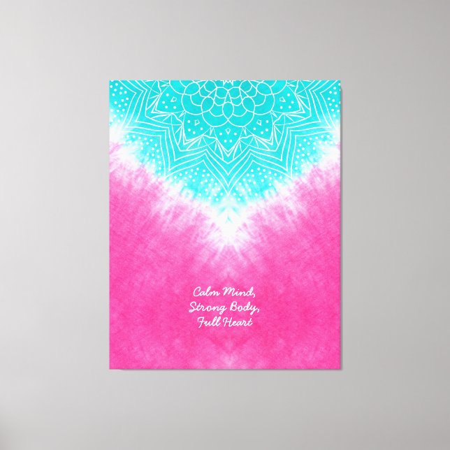 Rosa- och blåfärgningsfärg med Mandala Sway i Stil Canvastryck (Framsida)