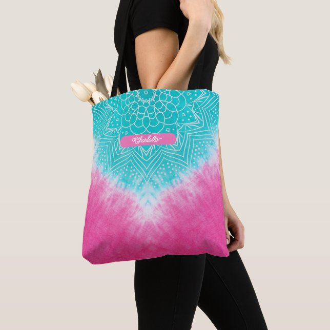 Rosa- och blåfärgningsfärg med Mandala Sway i Stil Tygkasse (Närbild)