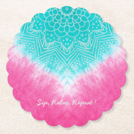 Rosa- och blåfärgningsfärg med Mandala Sway i Stil Underlägg Papper