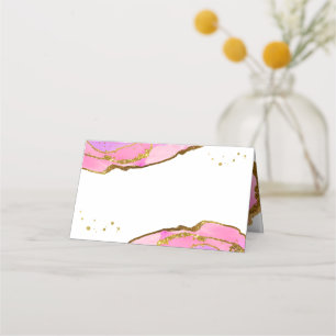 Rosa och blågeode och Guld Bröllop Placeringskort
