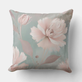 Rosa och blågrön kuststuga blommig kudde