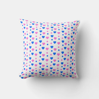 Rosa och blåhjärtan och Polka dots Mönster Kudde