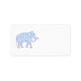 Rosa och blåmask Elephant Adressetikett