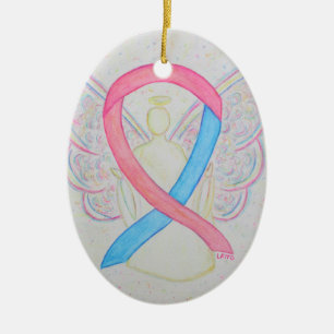 Rosa och blåmedvetenhet Ribbon Angel Art Ornament