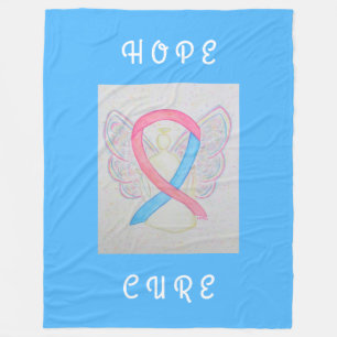 Rosa och blåmedvetenhet Ribbon Angel Chemo Blanket Fleecefilt