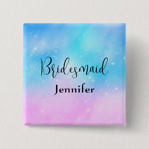 Rosa och blåpastellfärgad gradient Himlar Bridesma Knapp