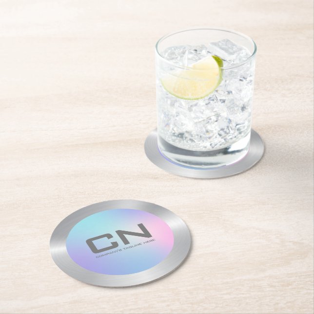 Rosa och blåsor silver gräns underlägg papper rund (Insitu)