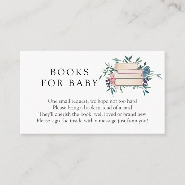 Rosa och blått Blommigt Bokar för Baby-kort Tilläggskort (Framsida)