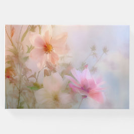 Rosa och blått blommigt i begravningsboken gästböcker