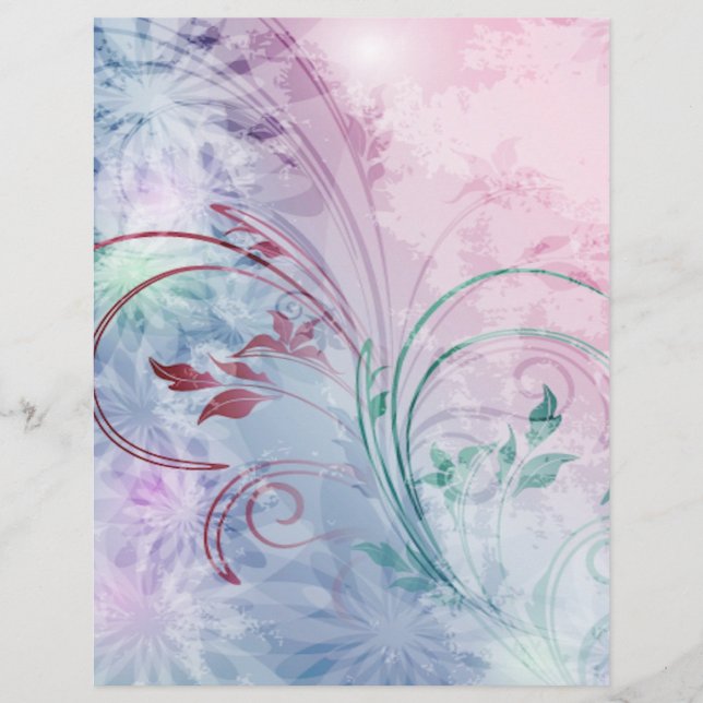 Rosa och blått blomsterorigamipapper (Framsida)