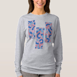 Rosa och Blått Delat Kritiskt Mönster T Shirt