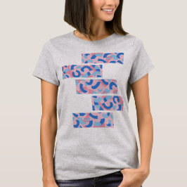 Rosa och Blått Delat Kritiskt Mönster T Shirt