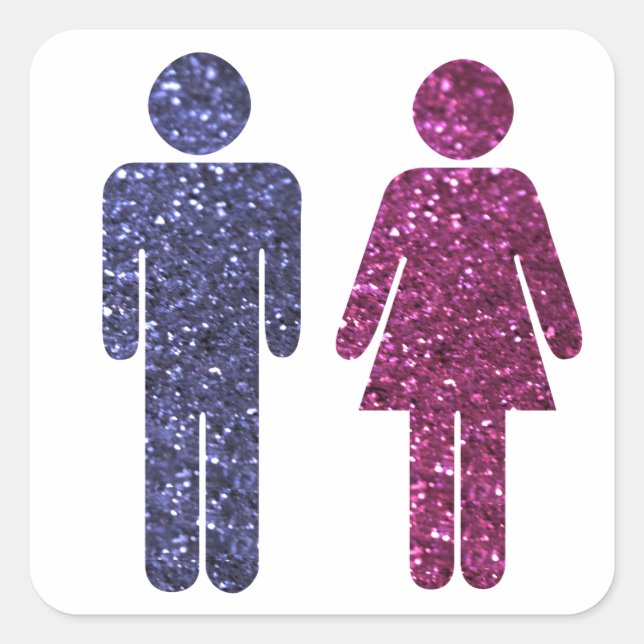 Rosa och blått fyrkantigt klistermärke (Framsida)