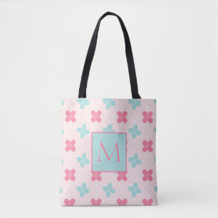 Rosa och blått medicinskt monogram tygkasse