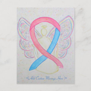 Rosa och blått medvetandegörande Ribbon Angel-vyko Vykort